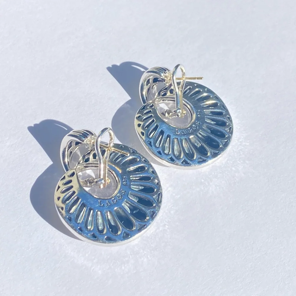 Vintage LAGOS 925/14KT post Chi Chi round fluted earrings✨ - Picture 10 of 16